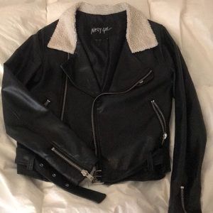 Nasty Gal Faux Leather and Sherpa Jacket